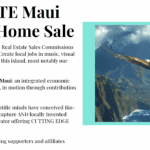 Aerial view of Maui coastline with promotional text for a home sale event.